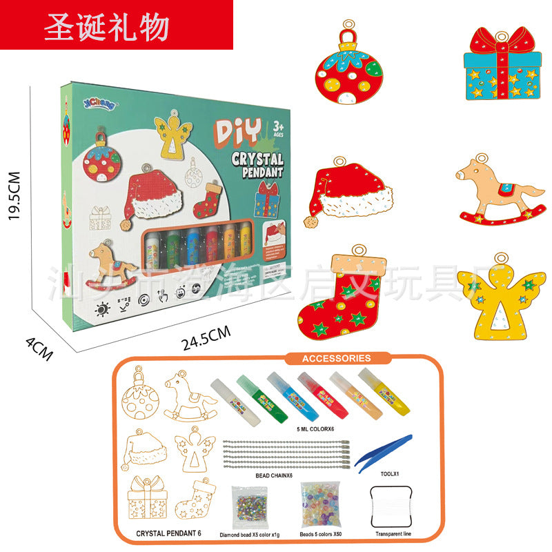 Children's baking-free glue painting crystal glue painting DIY Guka coloring pendant Christmas Halloween children's gift wholesale