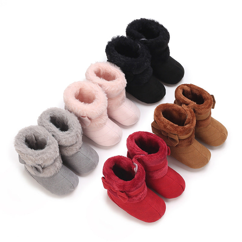 0-1 year old baby warm versatile baby girl autumn princess new year shoes soft sole shoes winter festive