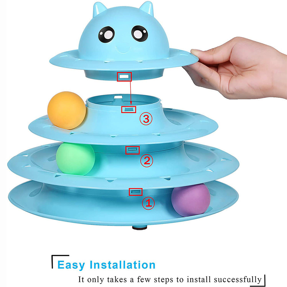 Cross-border manufacturers spot new pet toys cat three-layer cat turntable self-hey fun bell toy ball