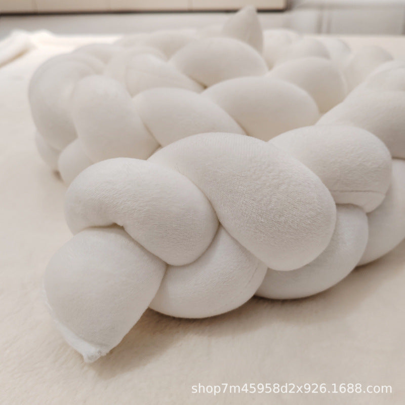Baby crib surround ins new hand-woven long knotted ball three-strand braid anti-collision soft bag baby crib surround