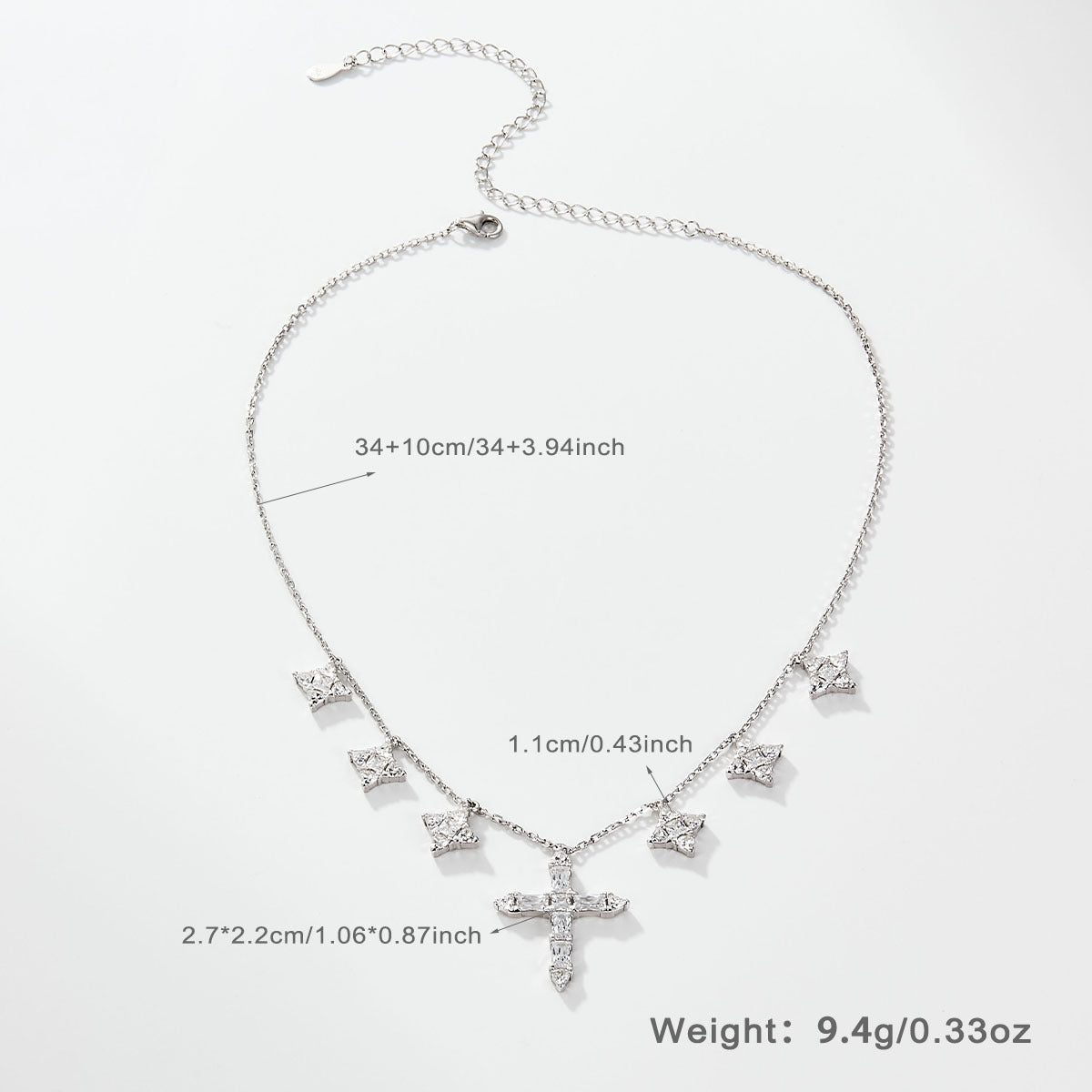 Cross-border hot selling 925 silver necklace for women European and American high-end zircon cross clavicle chain Halloween jewelry wholesale