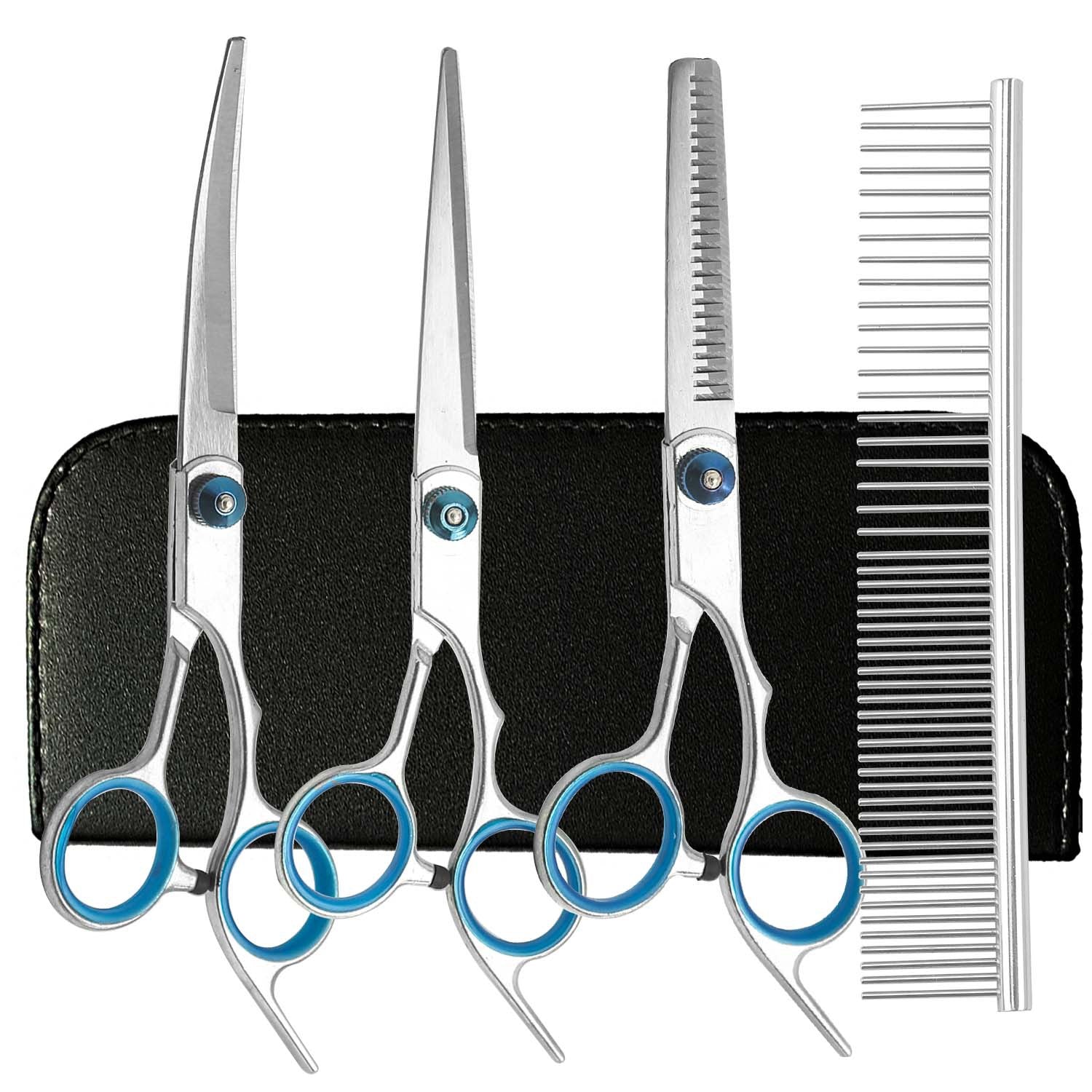 Cross-border wholesale direct sales pet scissors dog hair trimming scissors curved scissors thinning teeth scissors pet grooming scissors