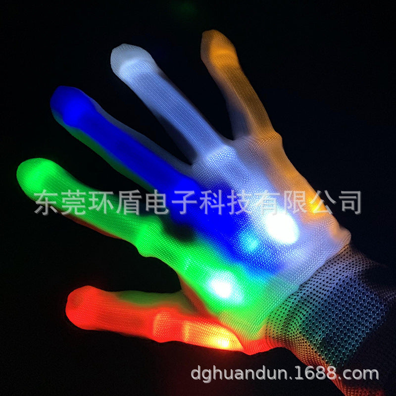 New hand bone skeleton LED luminous gloves Halloween Christmas Thanksgiving rainbow glitter stall luminous toys