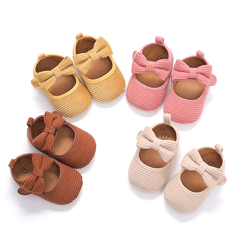 2022 new spring cross-border best-selling baby shoes bowknot rubber sole non-slip toddler shoes princess shoes dropshipping