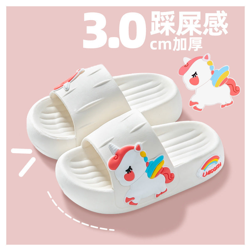 Children's slippers that feel like stepping on shit, summer girls' indoor home soft-soled cute unicorn baby little girl's slippers