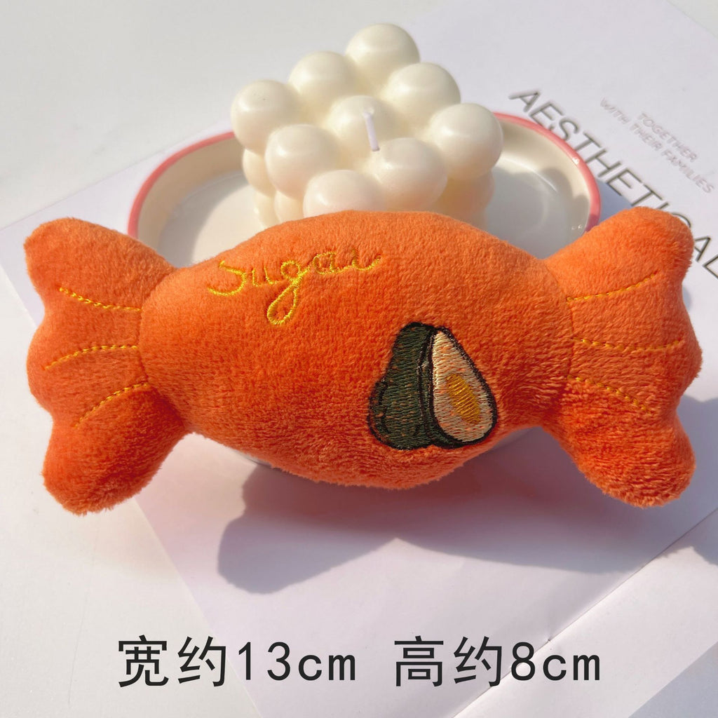 Plush Dog French Bulldog Bite-resistant Ball Rope Sounding Toy Fruit Cartoon Animal Cat Kitten Pet Supplies