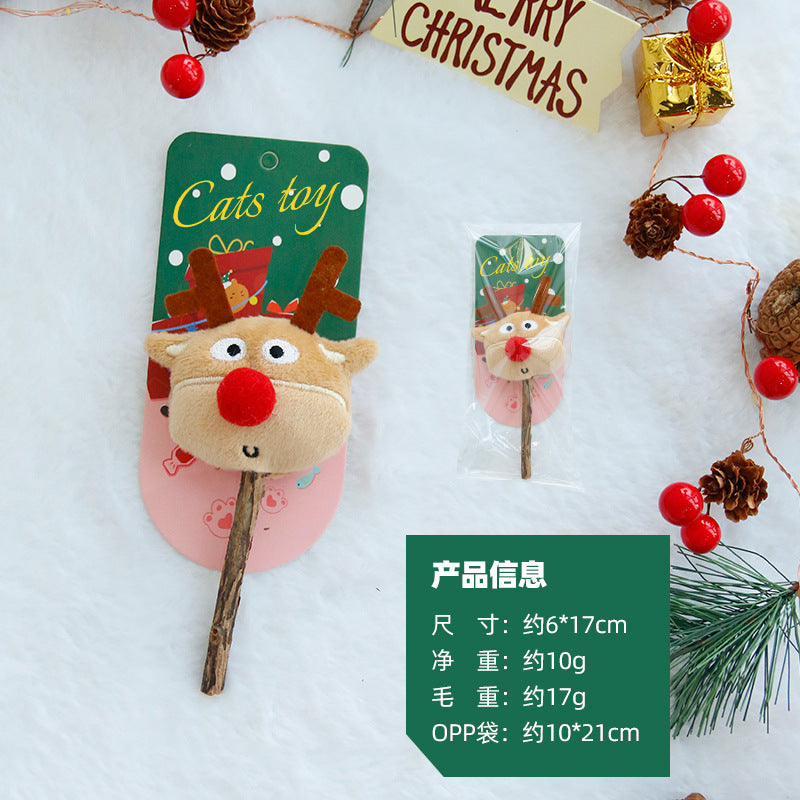 Pet Christmas cat toy snowman vent doll cat toy kitten wood Tianjiao teething stick pet supplies