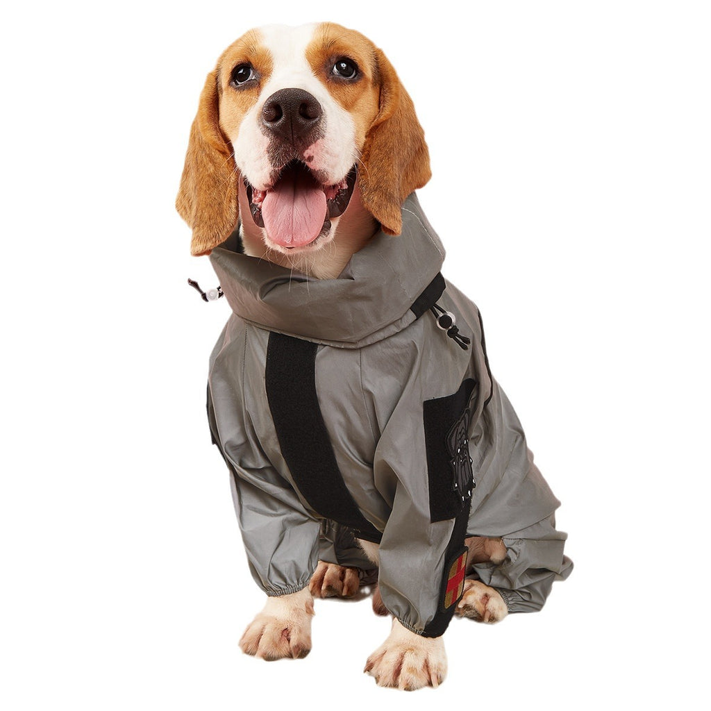 New pet reflective full-cover four-legged large dog raincoat dog trendy brand raincoat can stick armband clothes