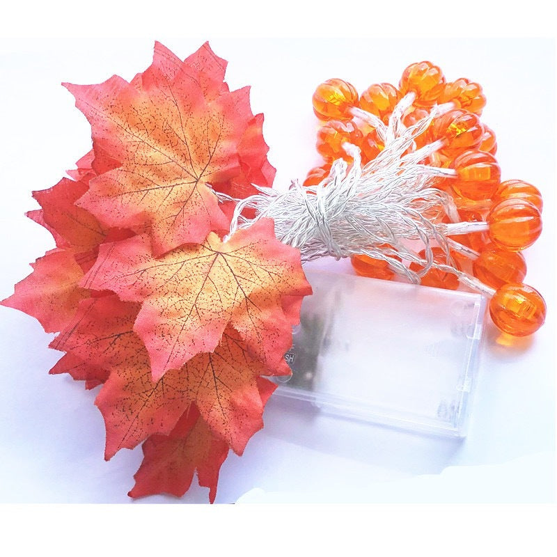Cross-border maple leaf pumpkin LED light string Halloween room courtyard party decoration lights simulation leaf string lights