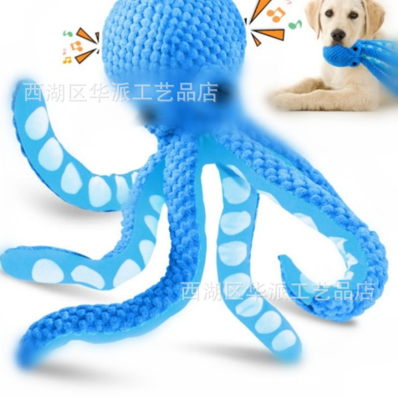 Amazon hot dog pet octopus plush sound toy interactive boredom resistant bite octopus toy
