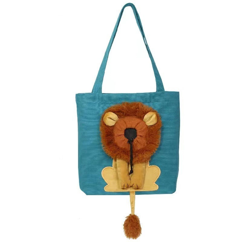 Pet go out backpack small lion cat pet bag canvas single shoulder strap zipper retractable kitten available
