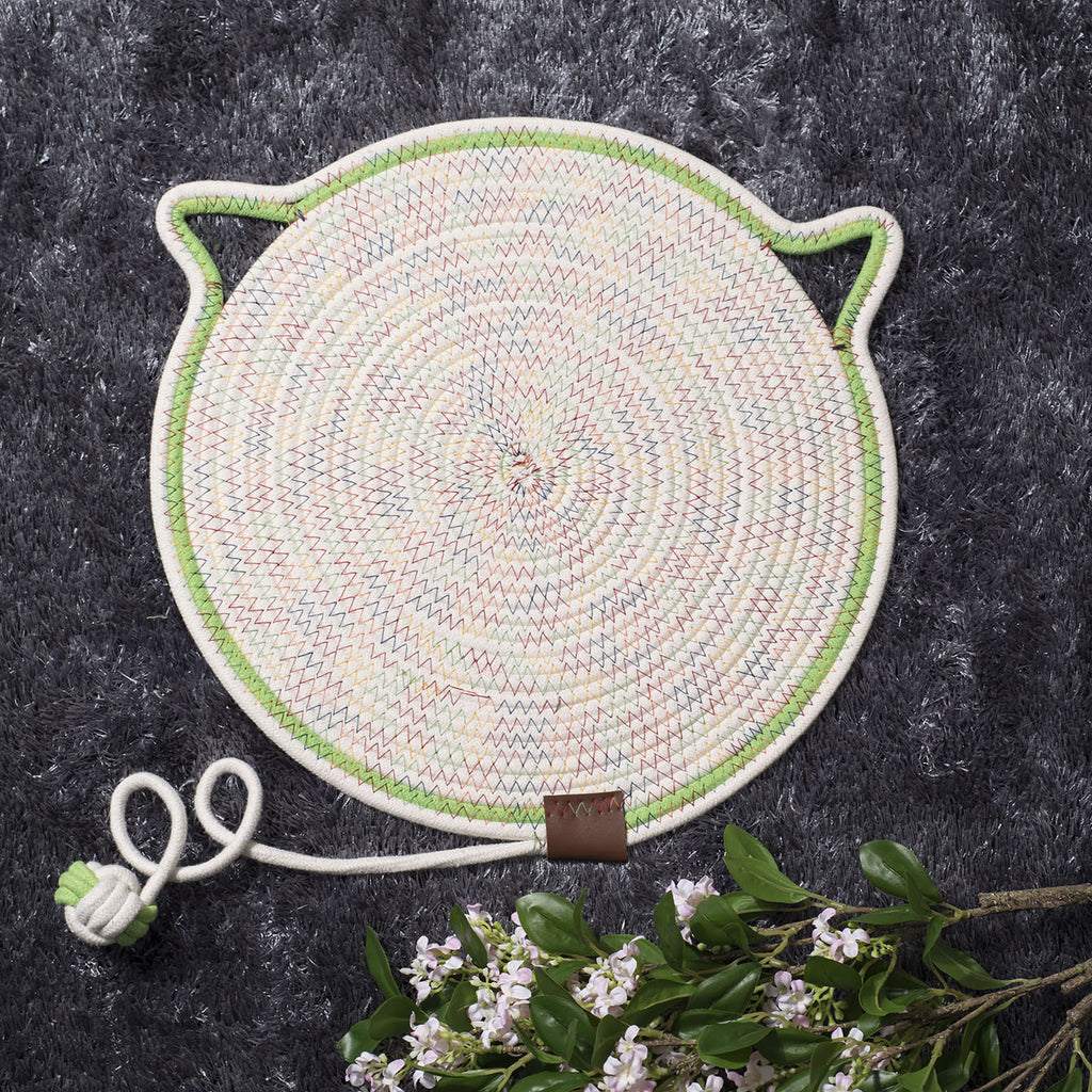 Cross-border cotton rope woven cat scratching mat toy ball integrated cat sleeping mat scratch-resistant wear-resistant washable pet mat