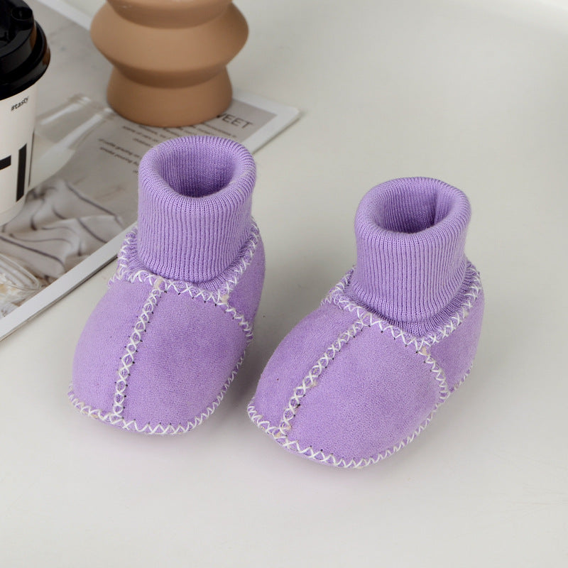 Baby toddler shoes soft sole winter 0-1 years old warm imitation sheepskin fur integrated baby shoes floor socks indoor shoes
