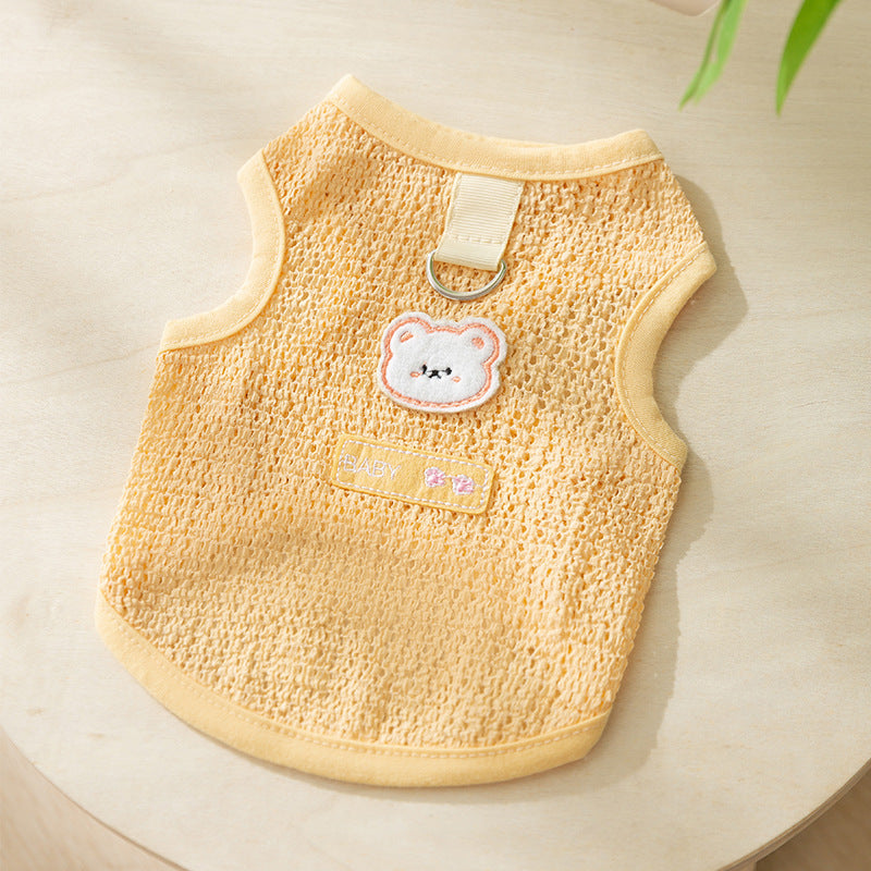 Three-dimensional small flower traction sling spring and summer thin dog clothes Teddy Yorkshire terrier small puppy pet clothes