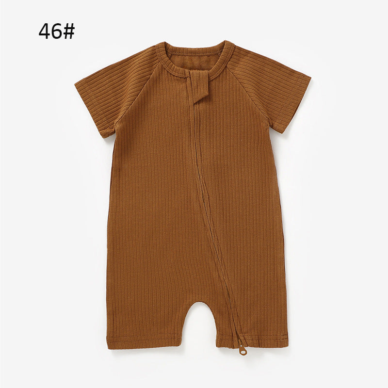 Foreign trade knitted romper short-sleeved romper ins style children's romper knitted baby romper onesie organic cotton romper
