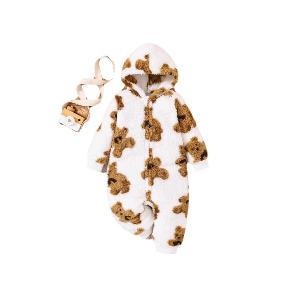 Baby baby thick warm crawling clothes jumpsuit plus fleece autumn and winter clothing