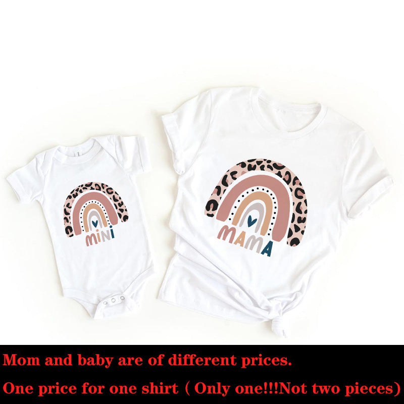Parent-child summer clothes for a family of three 2022 new pure cotton baby mother and daughter clothes baby fart clothes family clothes T-shirt