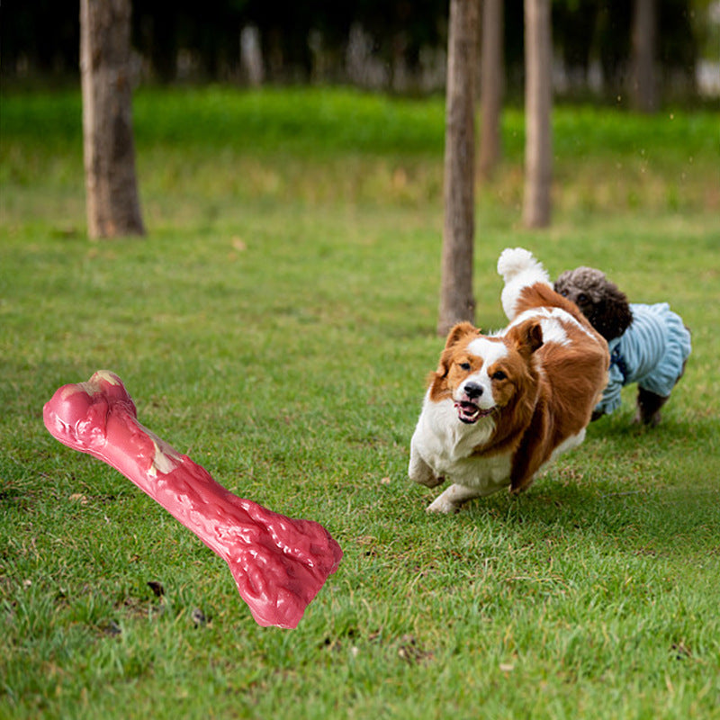 Amazon new dog chewing sound toy teeth grinding rubber simulation small bone leaking food pet toy