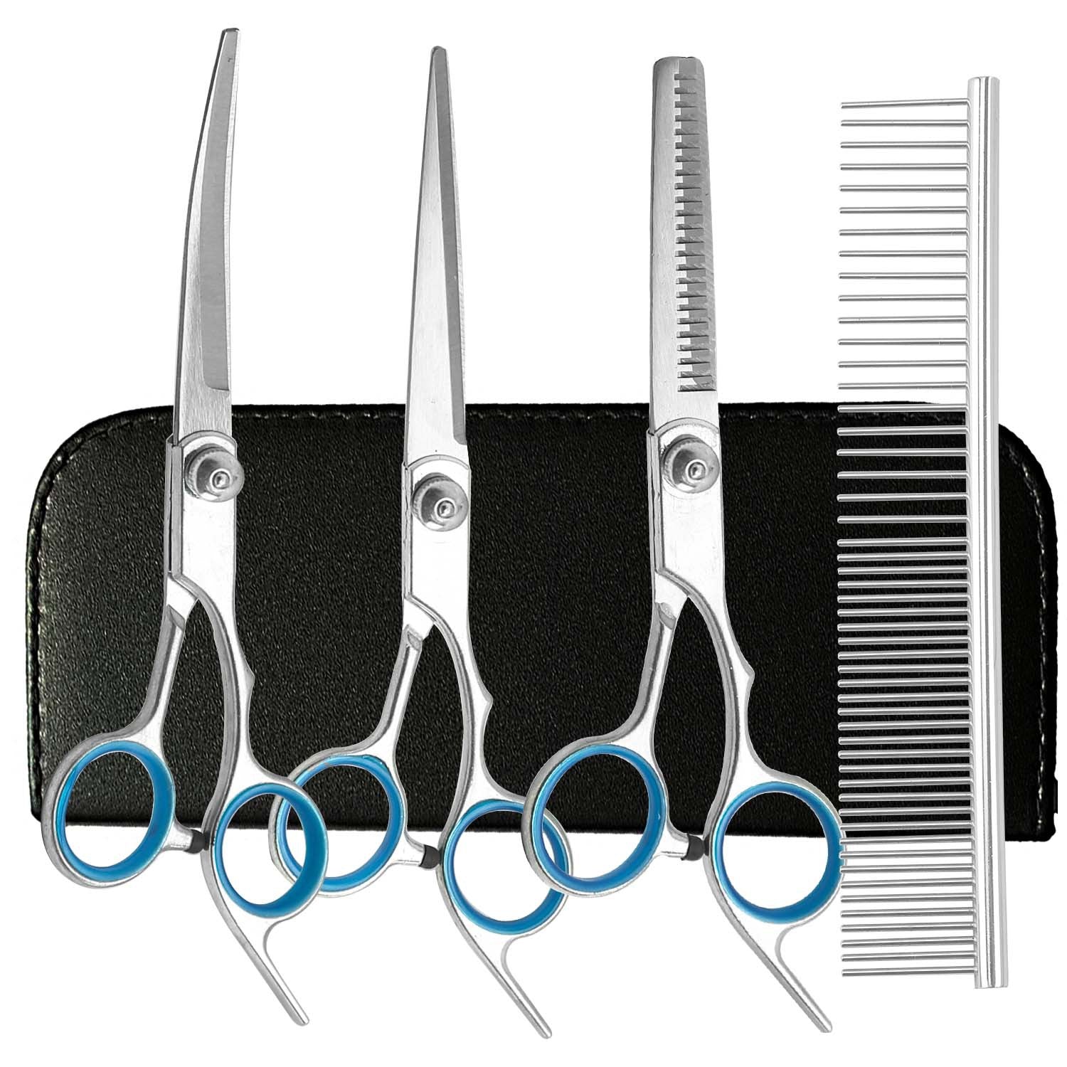 Cross-border wholesale direct sales pet scissors dog hair trimming scissors curved scissors thinning teeth scissors pet grooming scissors