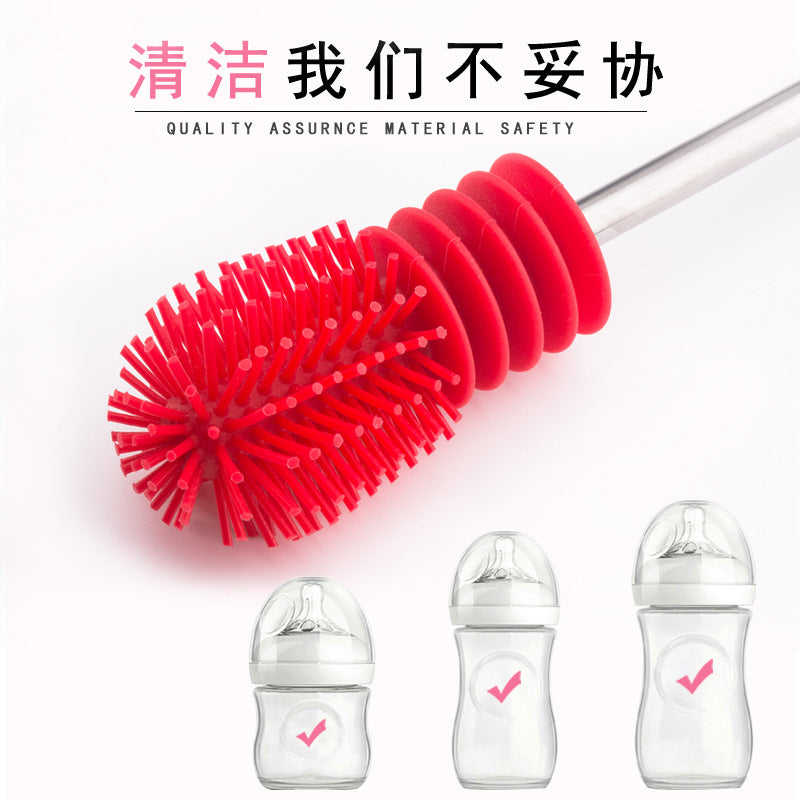 Spot silicone household long handle cup brush silicone bottle brush baby bottle brush long handle water cup cleaning brush brush