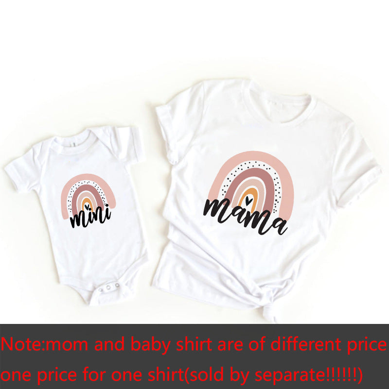 Parent-child summer clothes for a family of three 2022 new pure cotton baby mother and daughter clothes baby fart clothes family clothes T-shirt