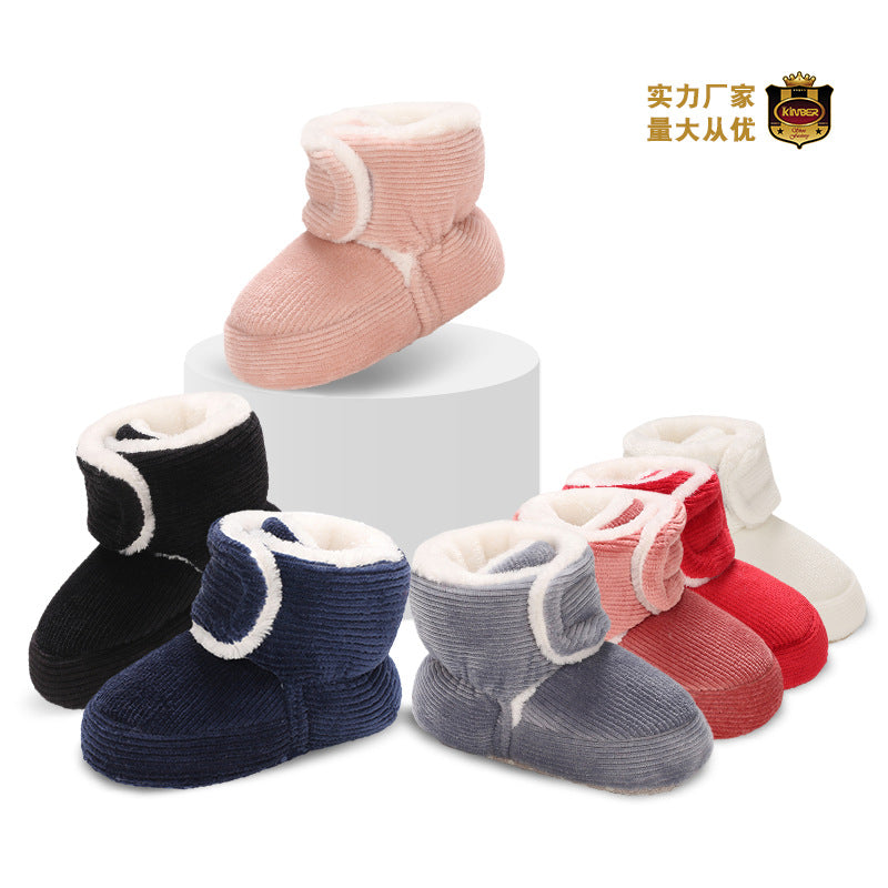 Baby shoes soft-soled shoes thickened spot toddler shoes warm cotton shoes plus velvet baby boots 0-1 years old snow boots