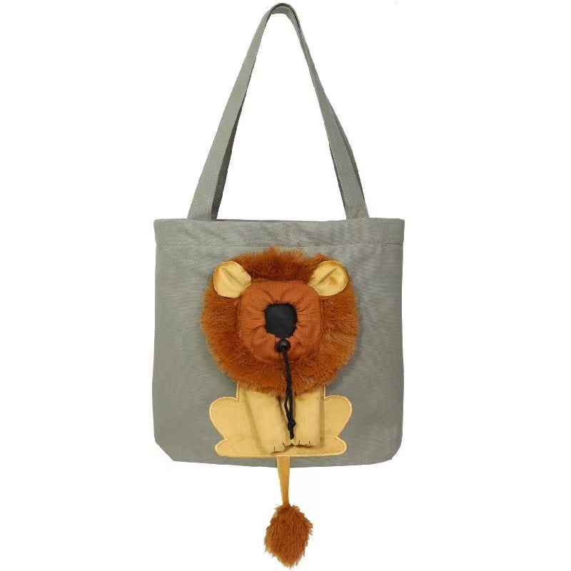 Pet go out backpack small lion cat pet bag canvas single shoulder strap zipper retractable kitten available