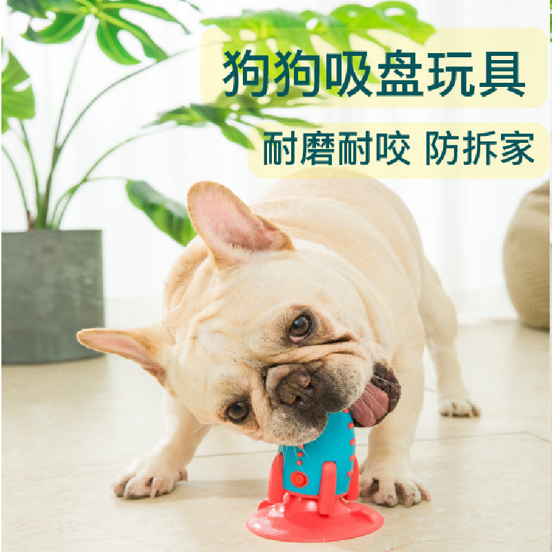 Amazon new product Rocket dog toy Single suction cup Leaking dog chew toy Chew-resistant tooth-cleaning bone pet toy