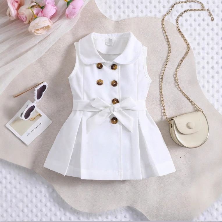 25 Amazon cross-border European and American new summer girl suit baby girl lapel sleeveless dress factory direct sales