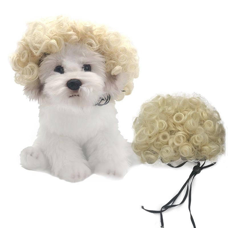 Factory direct sales cross-border pet hot-selling pet wigs dog wigs Halloween pet accessories curly hair straight hair