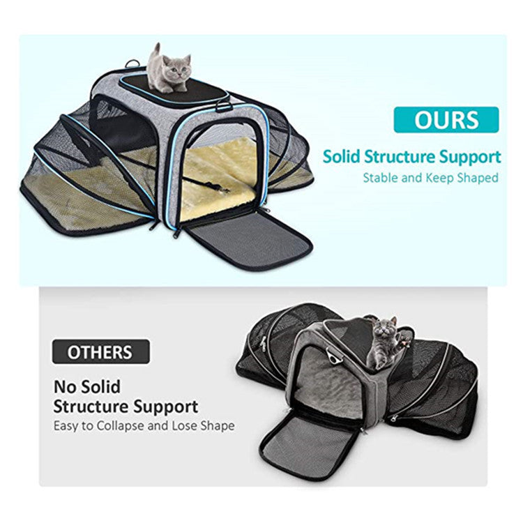 Cross-border breathable cat and dog shoulder bag double expansion large capacity pet bag travel portable breathable crossbody cat bag