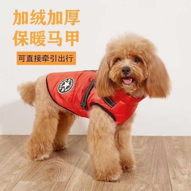 Winter pet thick warm cotton clothes for cats and dogs Teddy two-legged windproof lambskin clothes for small dogs