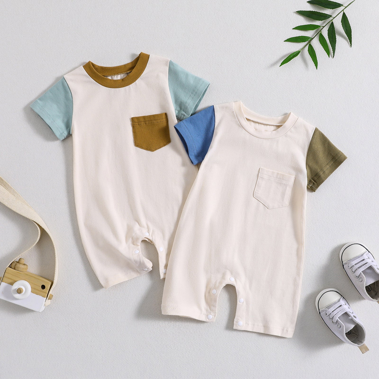 Baby clothes summer baby jumpsuit three-dimensional color matching short-sleeved male baby romper newborn clothes summer
