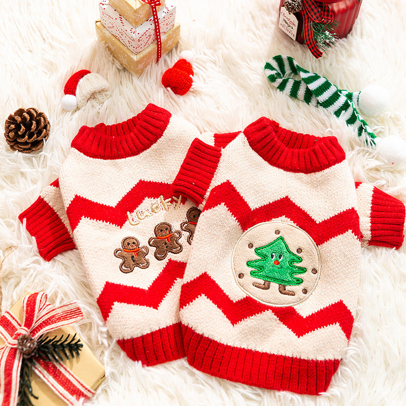 Puppy Autumn and Winter Christmas Elk Pet Sweater Cat Two-legged Knitted Sweater Warm Teddy Pet Clothes