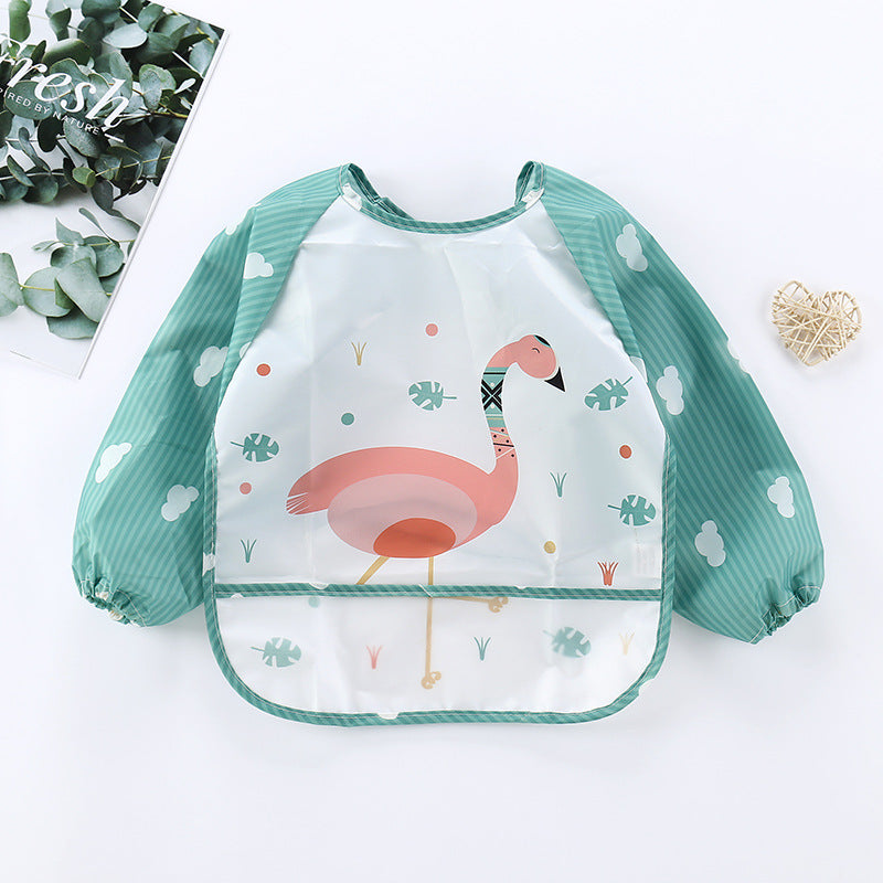 New baby rice clothes baby waterproof long-sleeved striped reverse wear clothes for boys and girls cartoon disposable bibs bibs upside down