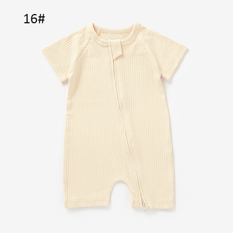Foreign trade knitted romper short-sleeved romper ins style children's romper knitted baby romper onesie organic cotton romper