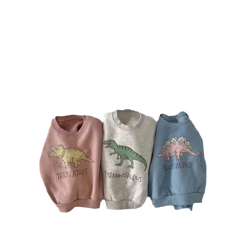 Spring and Autumn Korean version of children's clothing baby cartoon stylish cotton tops casual long-sleeved round neck boys and girls sweater soft and comfortable