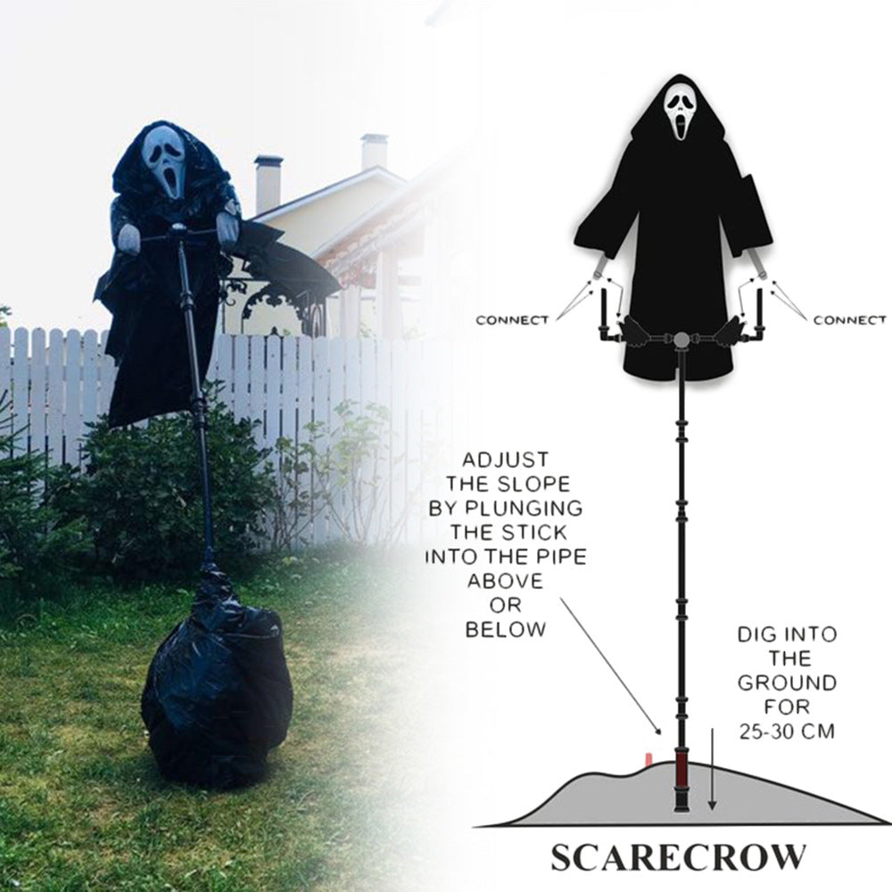 Halloween props skull mask ghost robe scarecrow hanging ghost birds pastoral protection decoration set ornaments