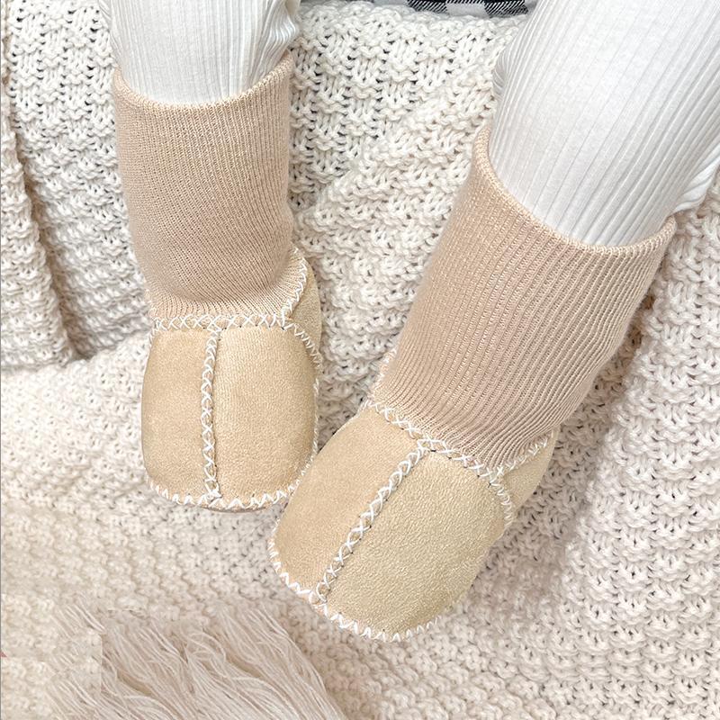 Autumn and winter newborn baby toddler shoes non-slip thickened anti-wool boys and girls do not fall off socks shoes soft sole