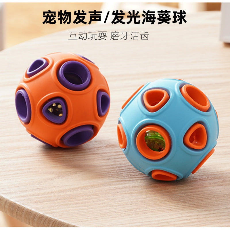 New anemone ball pet toy bell sound / luminous ball cat and dog toy bite resistant teeth interactive training