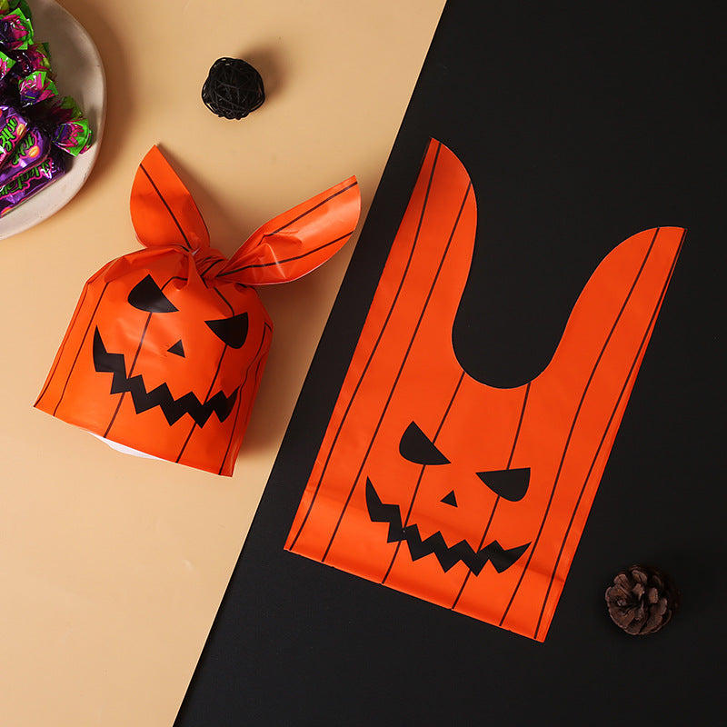 Cross-border Halloween packaging bags Amazon bunny ears snack bags baked biscuit bags gift bags pumpkin candy bags
