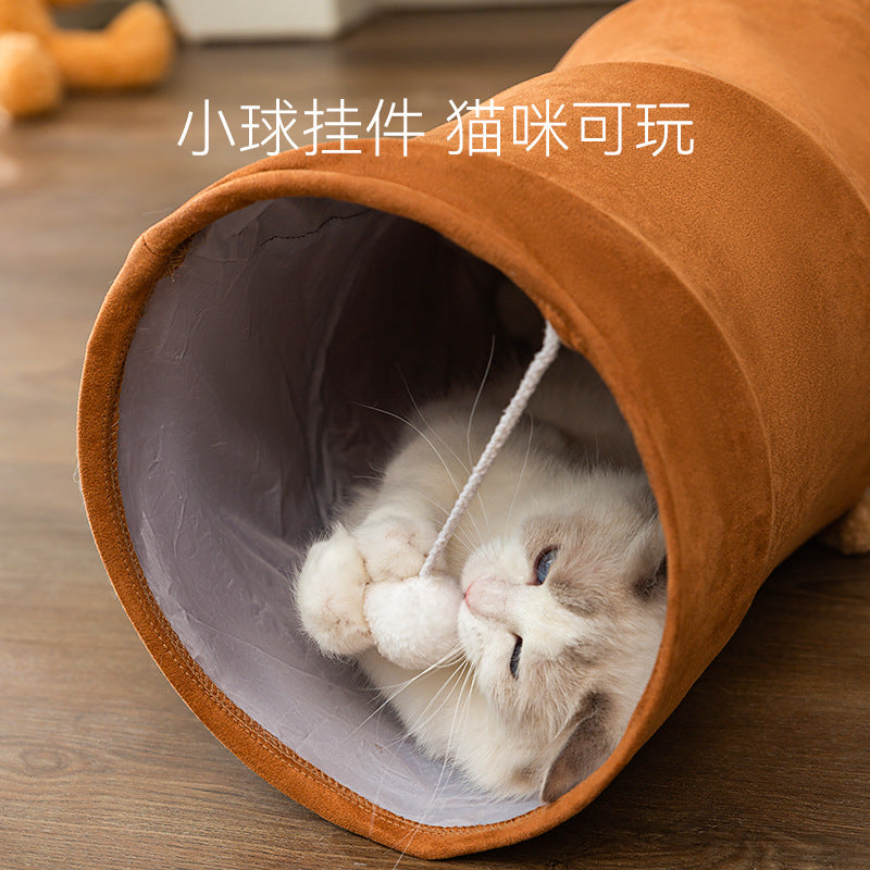 Cat Tunnel Cartoon Straight Foldable Cat Toy Self-Entertainment Easy Storage Boredom Relief Cat Channel Pet Supplies Wholesale