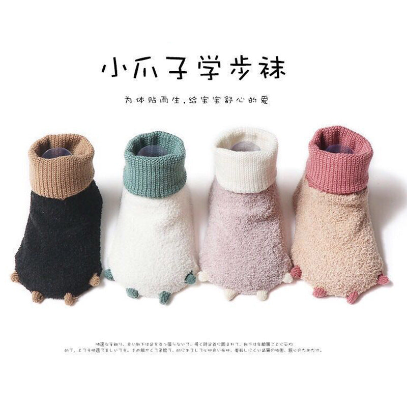 Autumn and winter baby socks terry socks paw socks non-slip dot glue floor socks baby socks spot wholesale