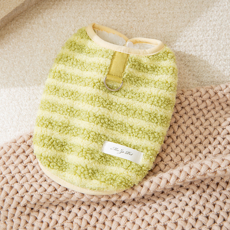 Thickened autumn and winter puppy dog clothes vest Teddy Bichon small dog can be pulled warm cat pet clothing