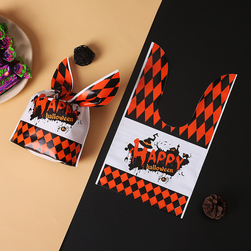 Cross-border Halloween packaging bags Amazon bunny ears snack bags baked biscuit bags gift bags pumpkin candy bags