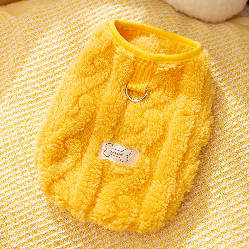 Autumn and winter cat clothes simple twist traction fleece thick warm winter kitten vest pet dog clothes