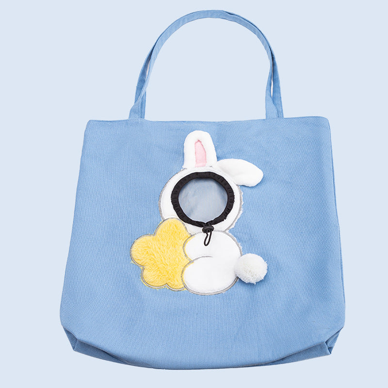 Cute canvas outing bag with exposed head and bee shape cat bag shoulder bag small dog handbag pet dog bag