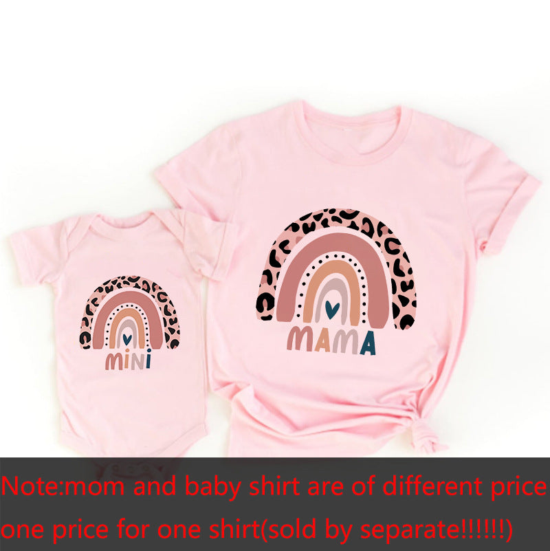 Parent-child summer clothes for a family of three 2022 new pure cotton baby mother and daughter clothes baby fart clothes family clothes T-shirt