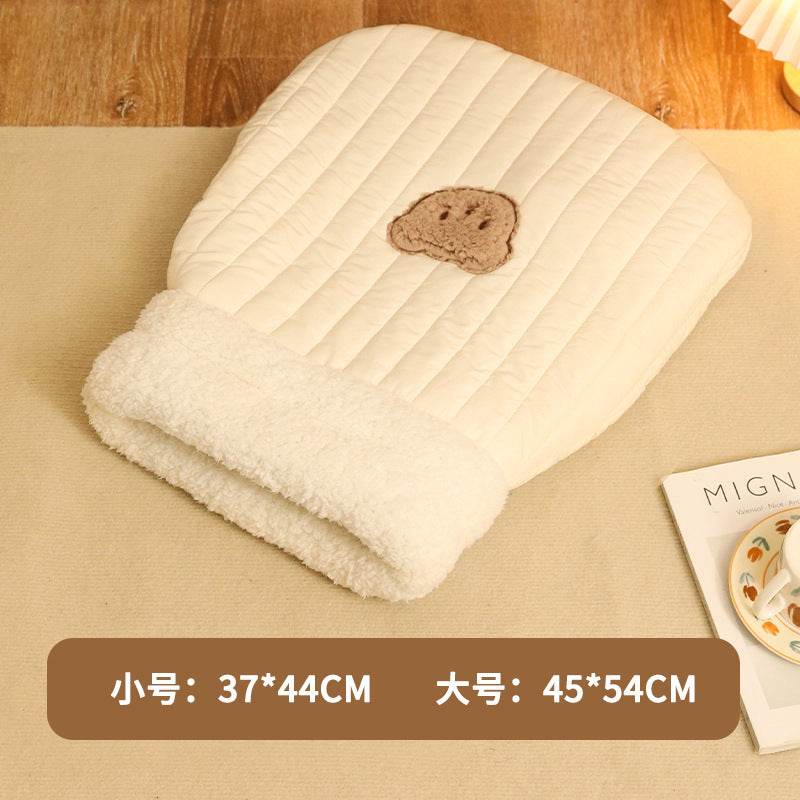 Autumn and winter cat sleeping bag nest warm cat nest closed imitation down pocket cat nest pet supplies