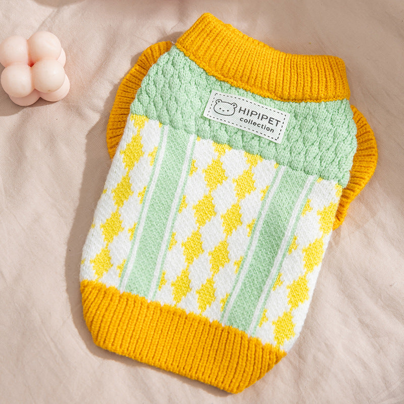 Autumn and winter joint cat clothes thick warm pullover sweater Teddy dog two-legged clothes pet clothes